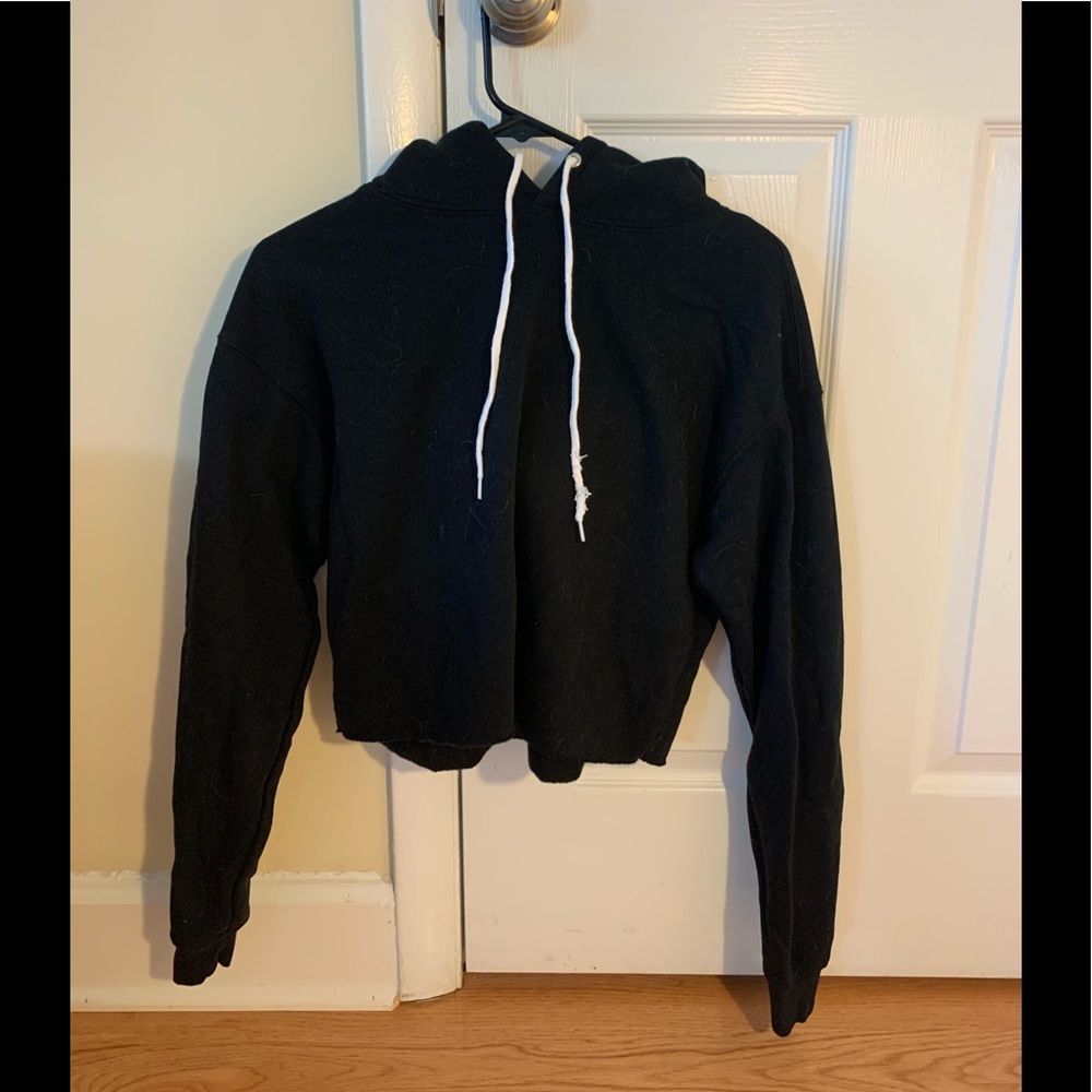 White Fable Cropped Black Sweatshirt